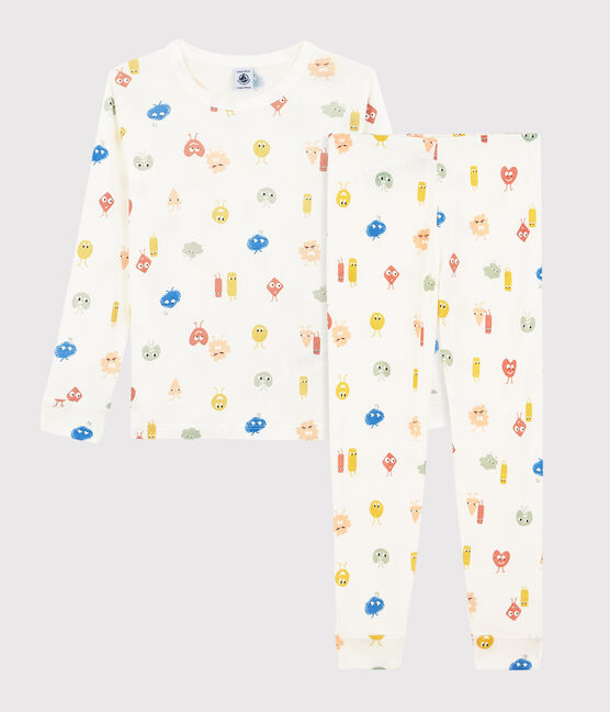 Pyjama émotions en coton lyocell enfant blanc MARSHMALLOW/blanc MULTICO