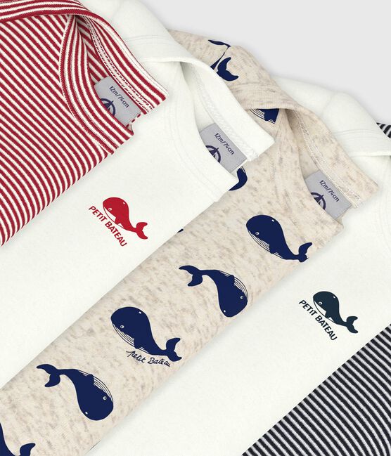 Lot de bodies manches courtes en coton imprimé baleine bébé variante 1