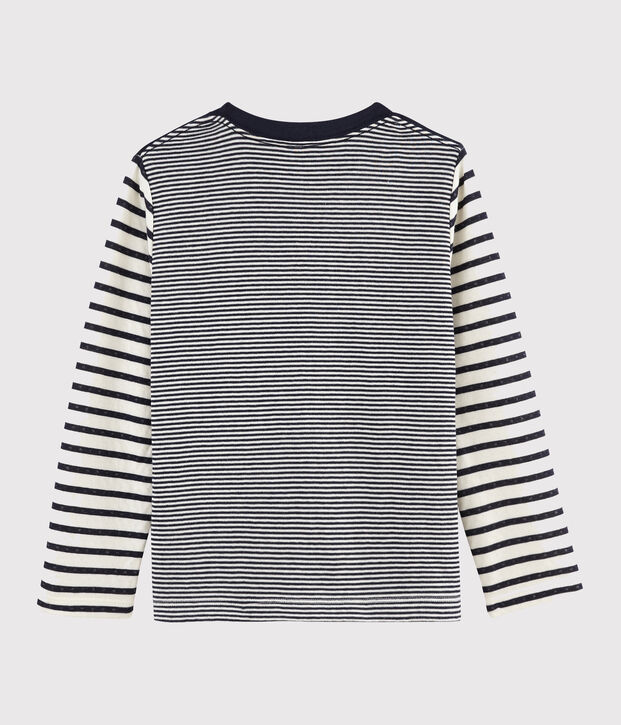 Tee shirt ray&eacute; enfant bleu/blanc