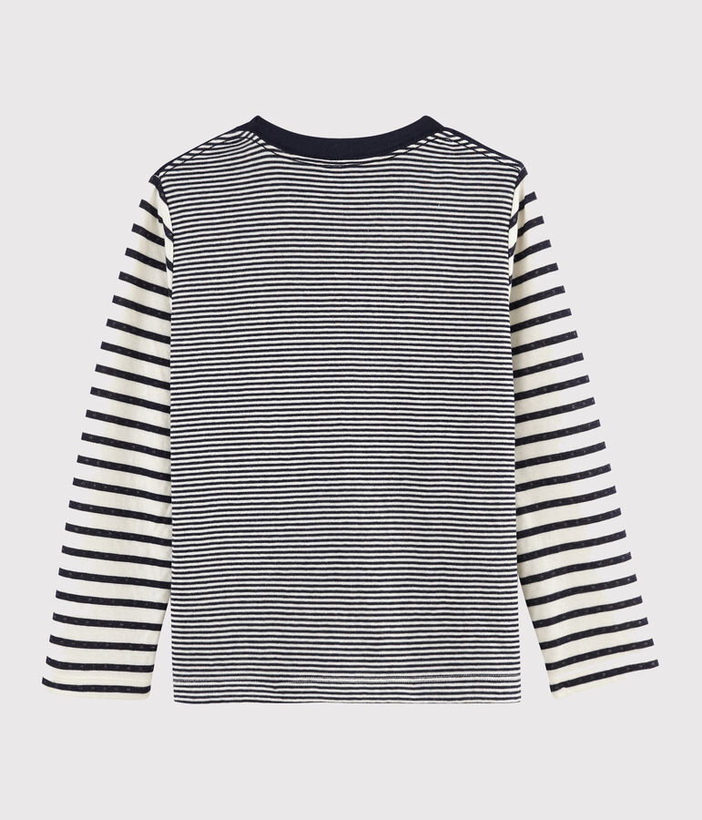 Tee shirt ray&eacute; enfant bleu/blanc