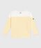 Teeshirt marinière enfant en coton manches longues blanc MARSHMALLOW/ ORGE