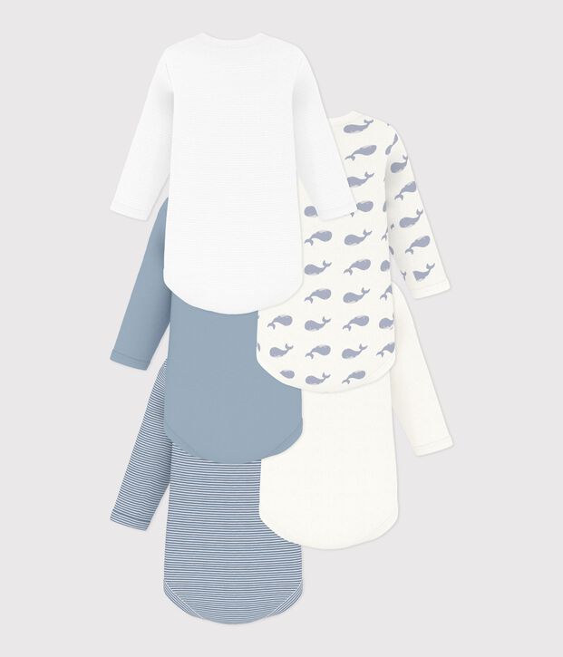 Lot de bodies manches longues en coton imprim&eacute; baleine b&eacute;b&eacute; multicouleur