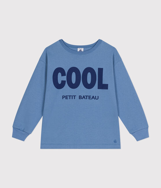 Tee-shirt manches longues en jersey fin enfant garçon bleu BEACH