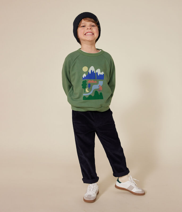 Sweatshirt en molleton enfant gar&ccedil;on vert