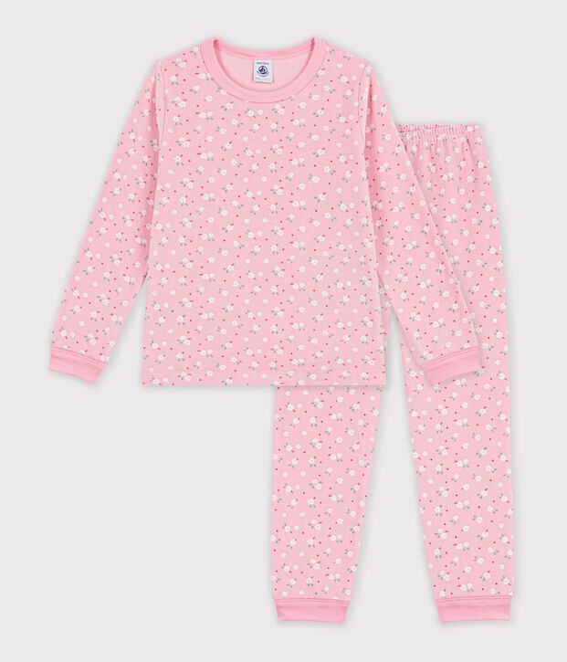 Pyjama enfant en velours imprim&eacute; rose/multicouleur