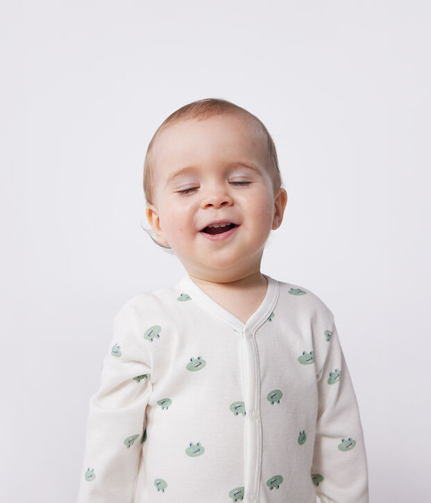 Pyjama b&eacute;b&eacute; en coton grenouilles blanc/multicouleur
