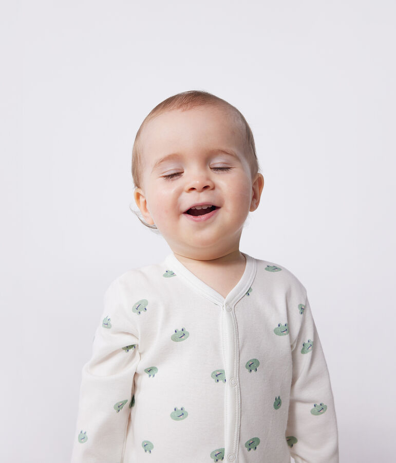 Pyjama b&eacute;b&eacute; en coton grenouilles blanc MARSHMALLOW/blanc MULTICO
