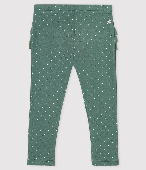 Legging imprimée en coton bébé fille vert VALLEE/blanc MARSHMALLOW
