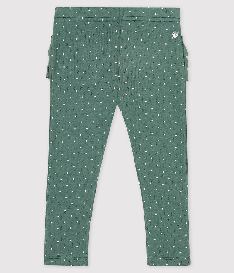 Legging imprim&eacute;e en coton b&eacute;b&eacute; fille vert VALLEE/blanc MARSHMALLOW