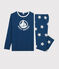 Pyjama à étoiles mixte en côte bleu MAJOR/blanc ECUME