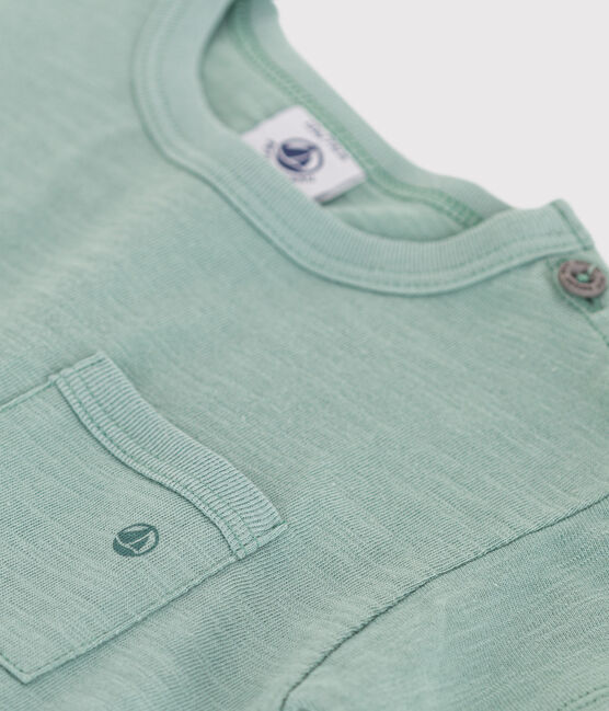 T-shirt bébé en coton à manches courtes uni vert PAUL