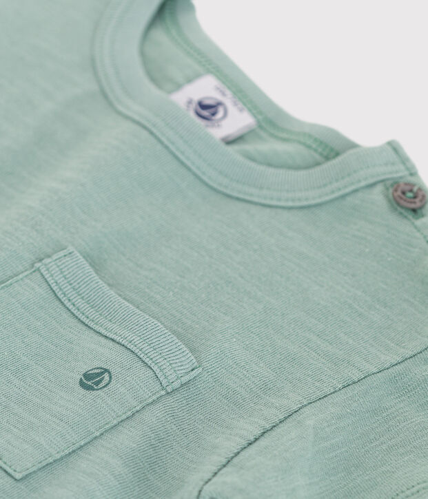 T-shirt b&eacute;b&eacute; en coton &agrave; manches courtes uni vert