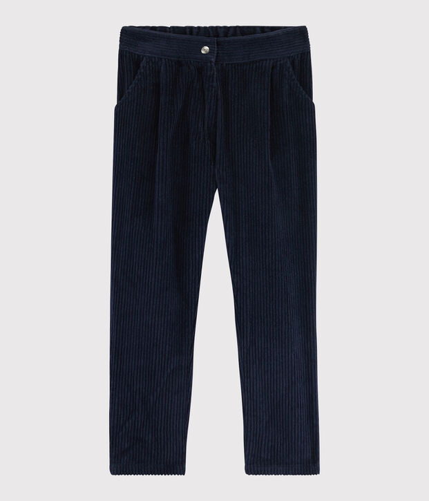 Pantalon en velours enfant fille bleu marine