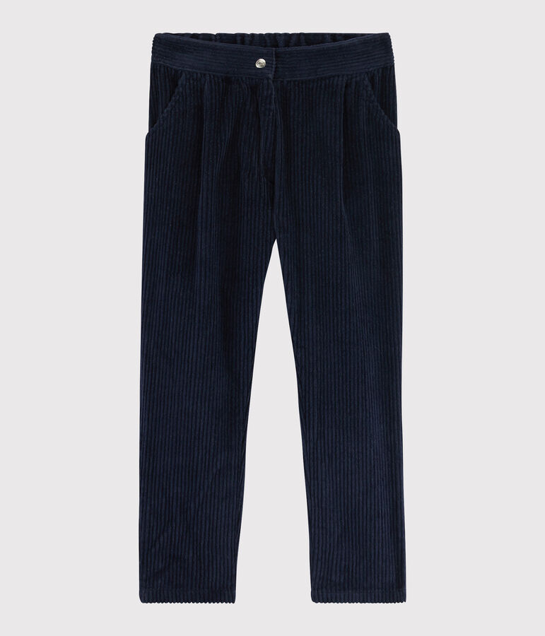 Pantalon en velours enfant fille bleu SMOKING