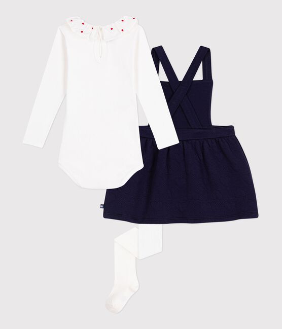 Ensemble cadeau bébé en coton : robe, body et collant variante 1