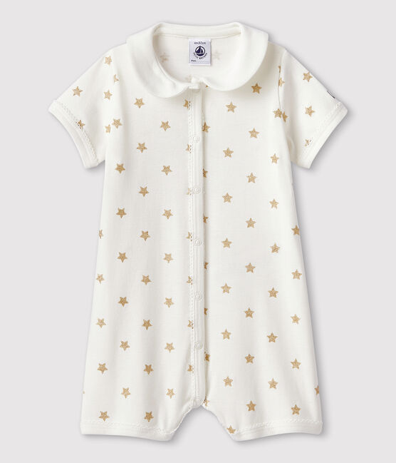 Combicourt bébé en côte blanc MARSHMALLOW/jaune OR