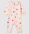 Dors-bien à étoiles sans pieds bébé fille en côte rose FLEUR/blanc MULTICO