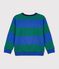 Sweatshirt enfant en coton &agrave; rayures bleu/vert