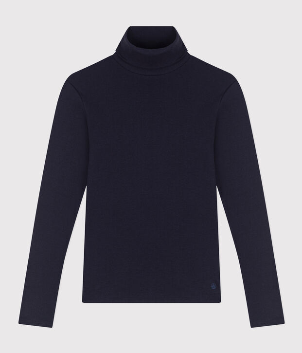 Tee-shirt l'Iconique Col roul&eacute; en coton femme bleu marine