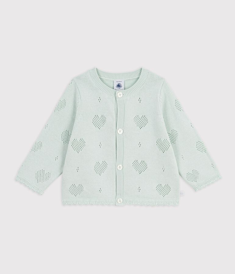 Cardigan b&eacute;b&eacute; en coton &agrave; motifs c&oelig;urs bleu