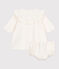 Robe cérémonie bébé en velours brodé et son bloomer écru MILK
