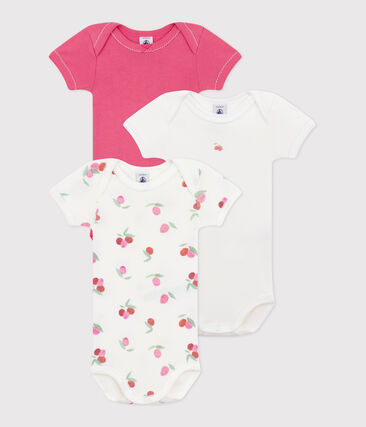 Lot de 3 bodies manches courtes en coton fleuri bébé