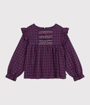 Blouse enfant en flanelle manches longues à carreaux