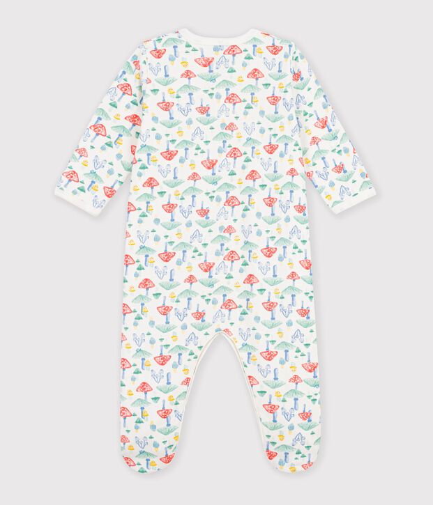 Pyjama b&eacute;b&eacute; en molleton imprim&eacute; champignons blanc/multicouleur