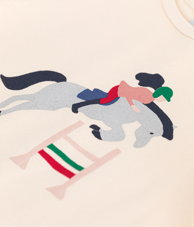 Tee-shirt manches courtes en jersey enfant fille &eacute;cru AVALANCHE