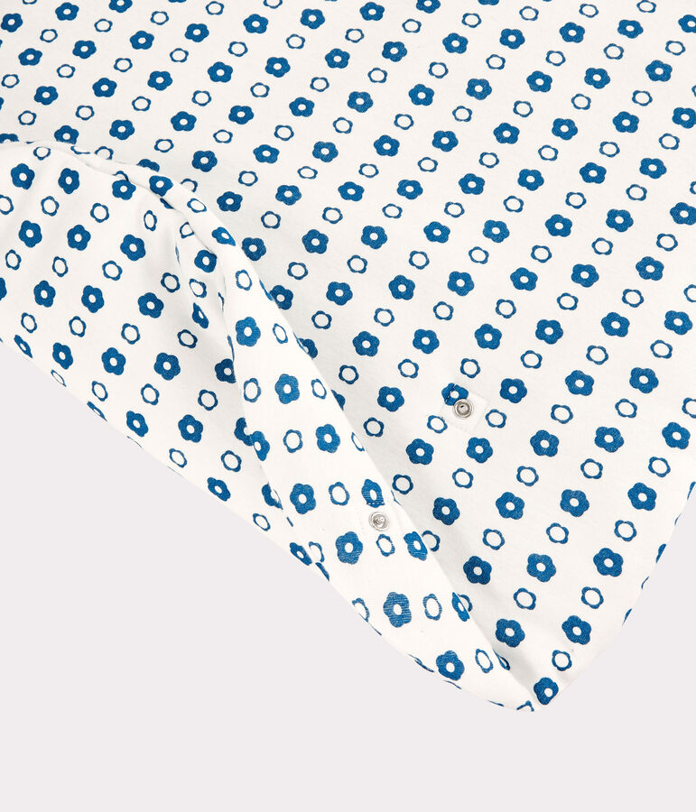 Gigoteuse b&eacute;b&eacute; fleurs r&eacute;tro bleues en coton biologique blanc MARSHMALLOW/ MALLARD