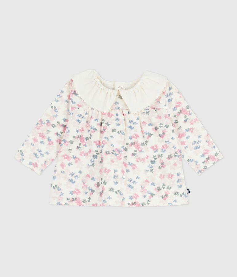 Blouse b&eacute;b&eacute; en coton manches longues, imprim&eacute; fleurs MILK/ MULTICO