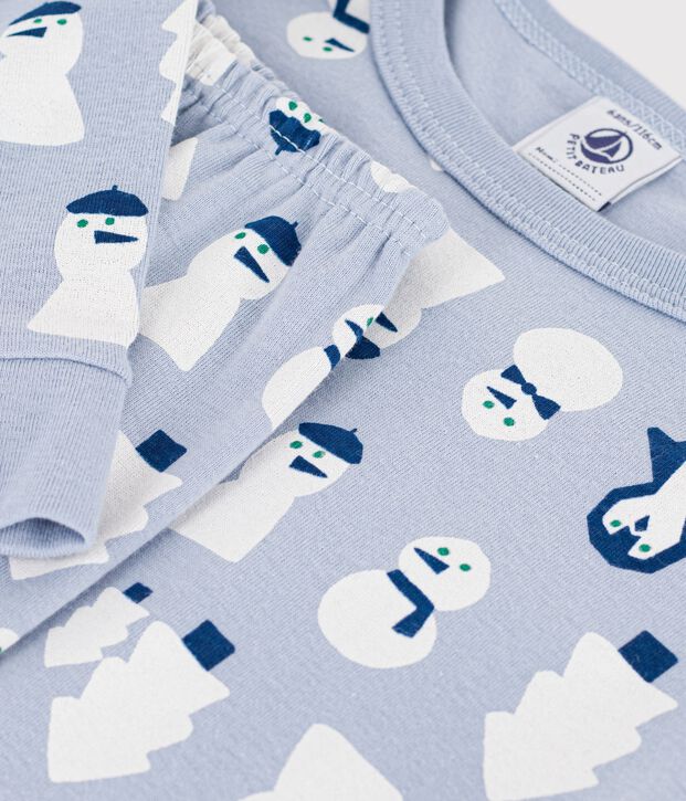 Pyjama tr&egrave;s ajust&eacute; enfant en coton imprim&eacute; bleu/multicouleur