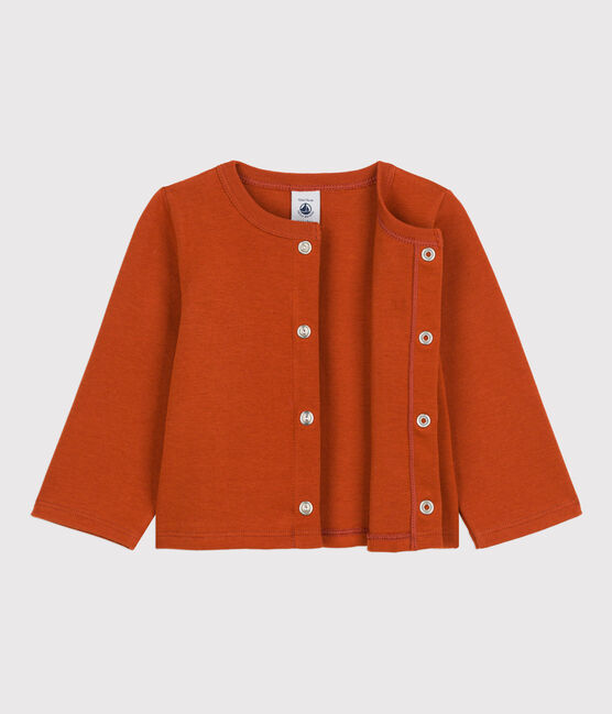 Cardigan bébé uni en jersey épais marron RUSTY