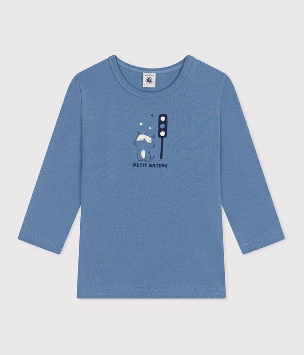 Tee-shirt enfant en coton manches longues bleu
