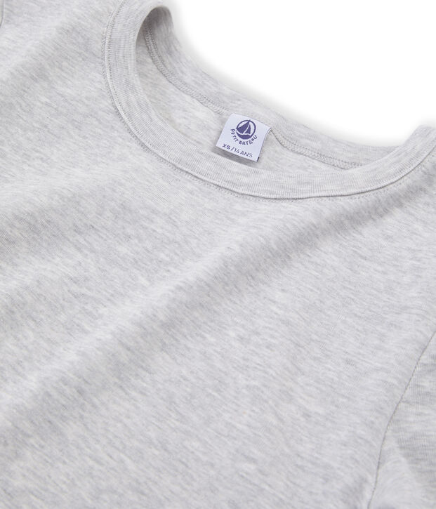 Tee shirt manches courtes iconique femme gris chin&eacute; clair