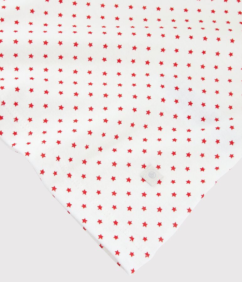 Pyjama manches courtes &eacute;toiles rouges petit gar&ccedil;on en coton biologique blanc MARSHMALLOW/rouge PEPS