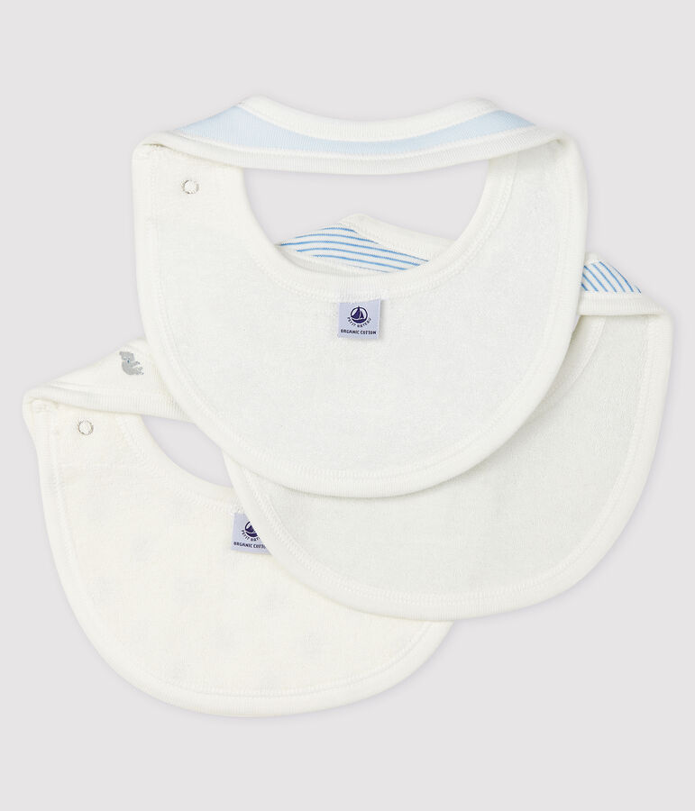 Lot de 3 bavoirs b&eacute;b&eacute; en coton biologique multicouleur