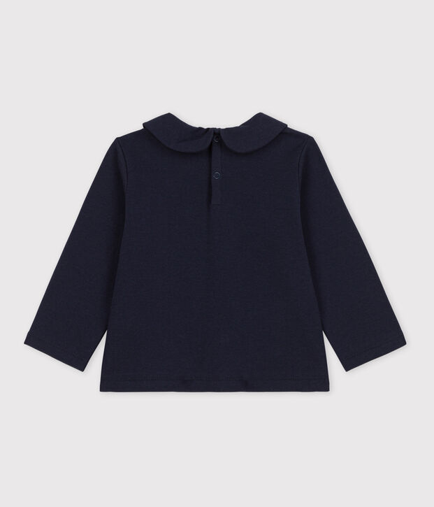 Blouse manches longues b&eacute;b&eacute; en coton bleu marine