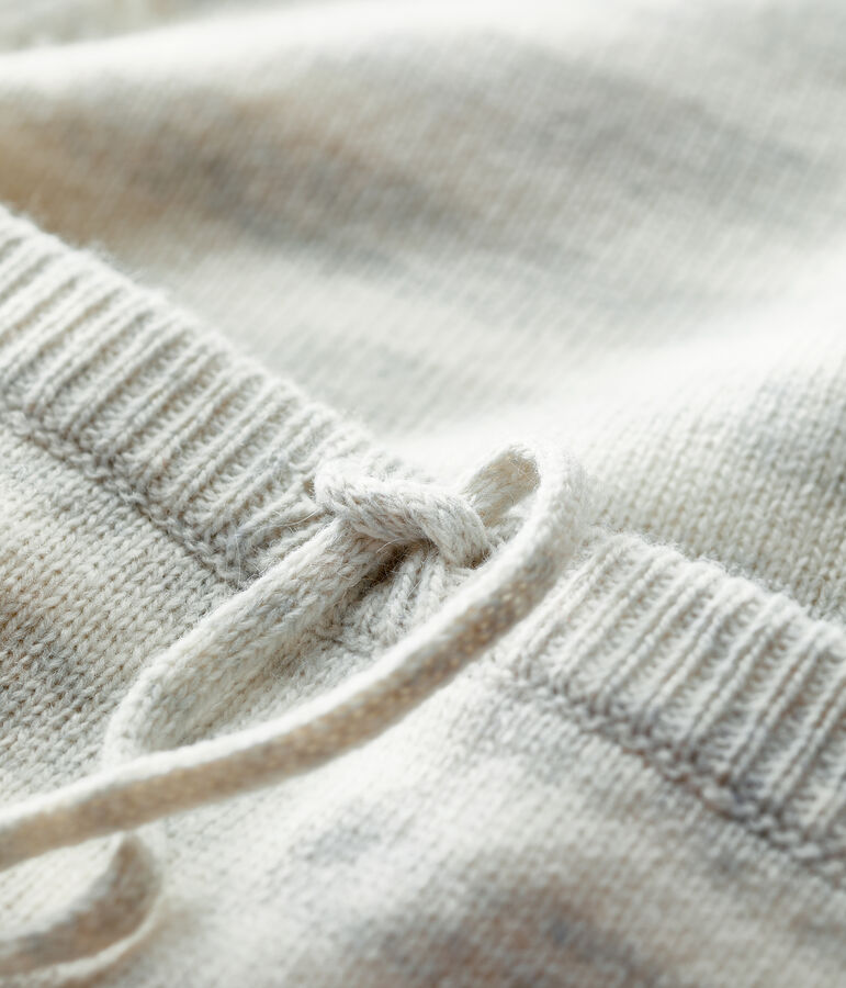 Ensemble 2 pi&egrave;ces ray&eacute; en tricot b&eacute;b&eacute; beige/blanc