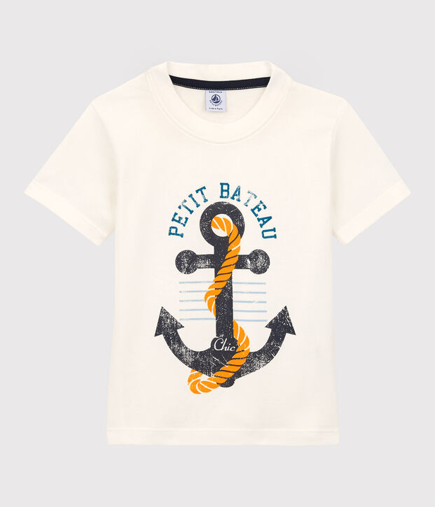 Tee-shirt manches courtes en jersey enfant gar&ccedil;on blanc