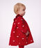 Robe b&eacute;b&eacute; en velours manches longues et broderies motif n&oelig;uds rouge/&eacute;cru