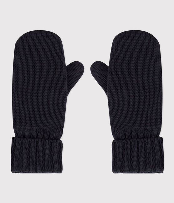 Moufles en tricot doublé en polaire enfant garçon-fille bleu SMOKING