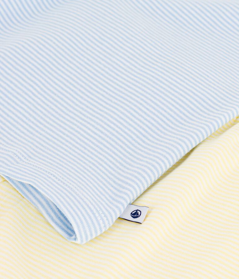 Pyjama short enfant en coton &agrave; rayures bleu JASMIN/blanc MULTICO