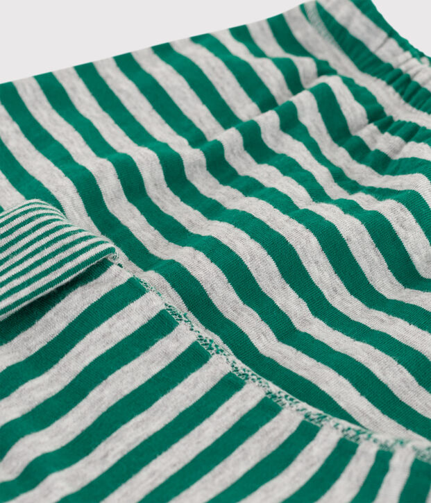 Pantalon b&eacute;b&eacute; ray&eacute; en tubique vert/gris