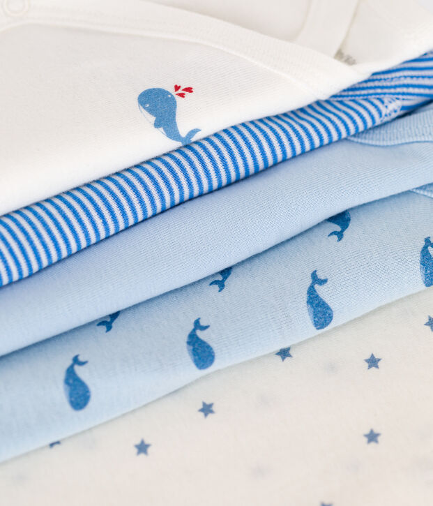 Lot de 5 bodies crois&eacute;s manches longues en coton imprim&eacute; b&eacute;b&eacute; multicouleur
