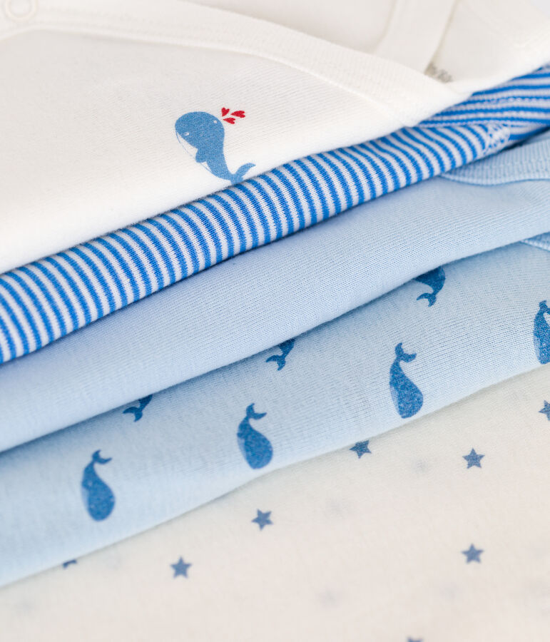 Lot de 5 bodies crois&eacute;s manches longues en coton imprim&eacute; b&eacute;b&eacute; variante 1