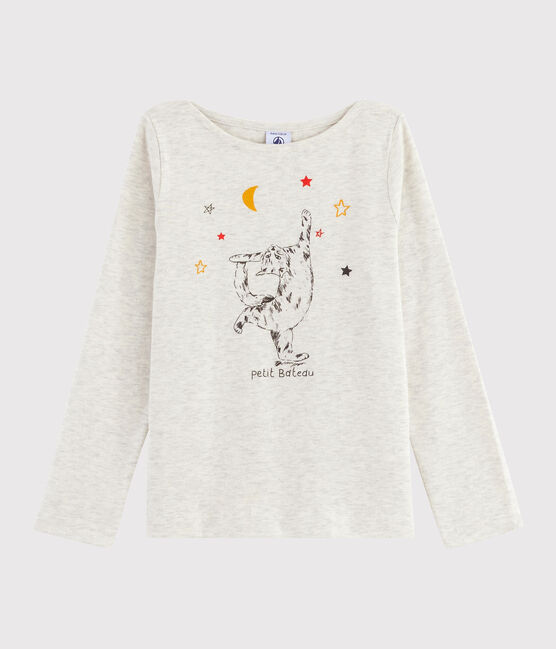 Tee-shirt sérigraphié enfant fille beige MONTELIMAR CHINE