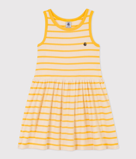Robe sans manches en coton enfant fille jaune AVALANCHE/blanc DAISY