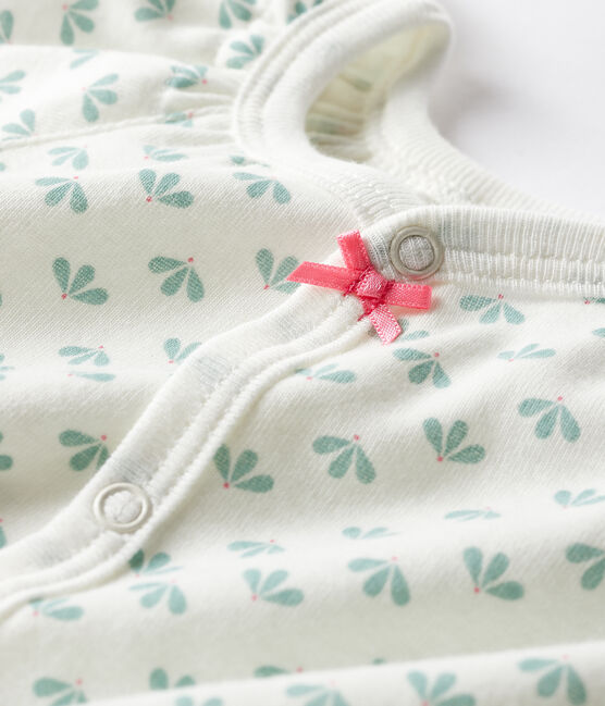 Combicourt bébé fille en côte blanc MARSHMALLOW/blanc MULTICO