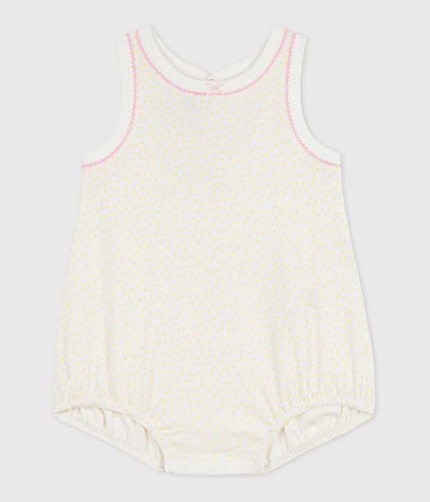 Combinaison courte sans manches b&eacute;b&eacute; en coton jaune/jaune